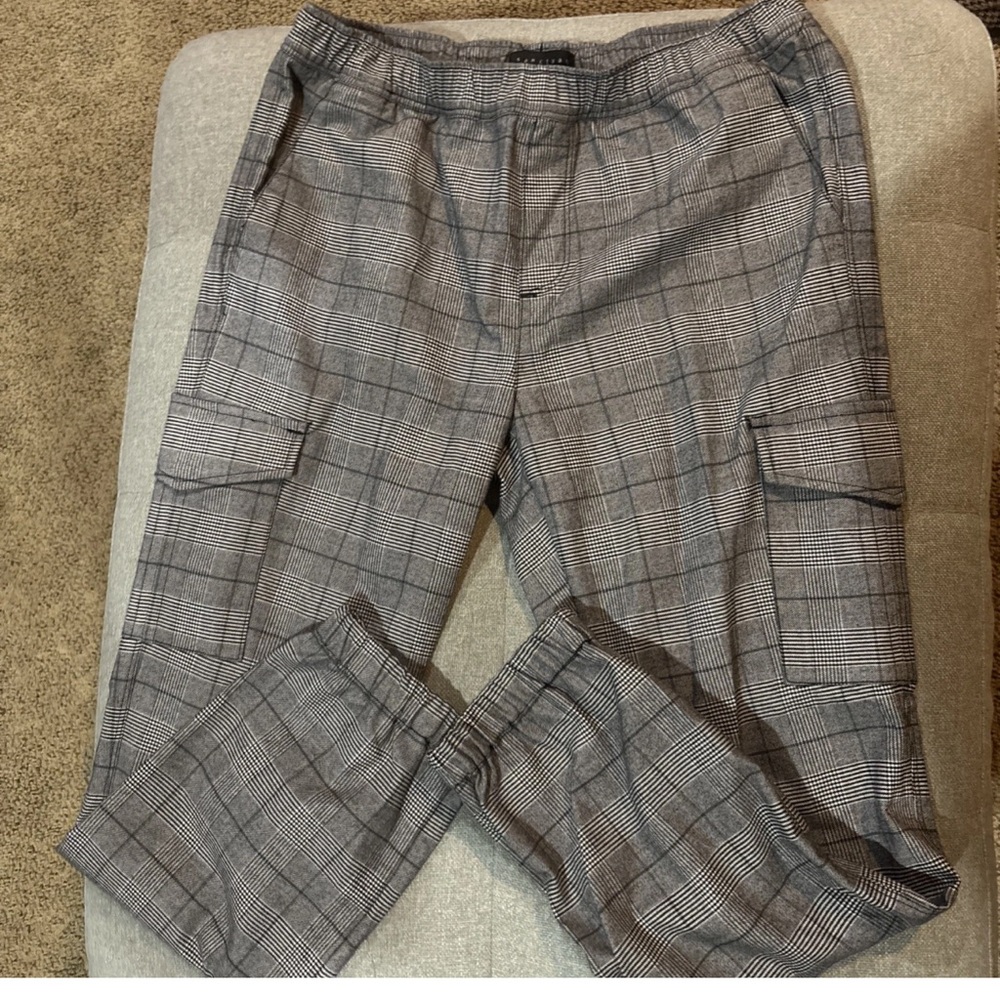 Sanctuary by Anthropologie Gray Plaid Cargo Pants Sz 2X